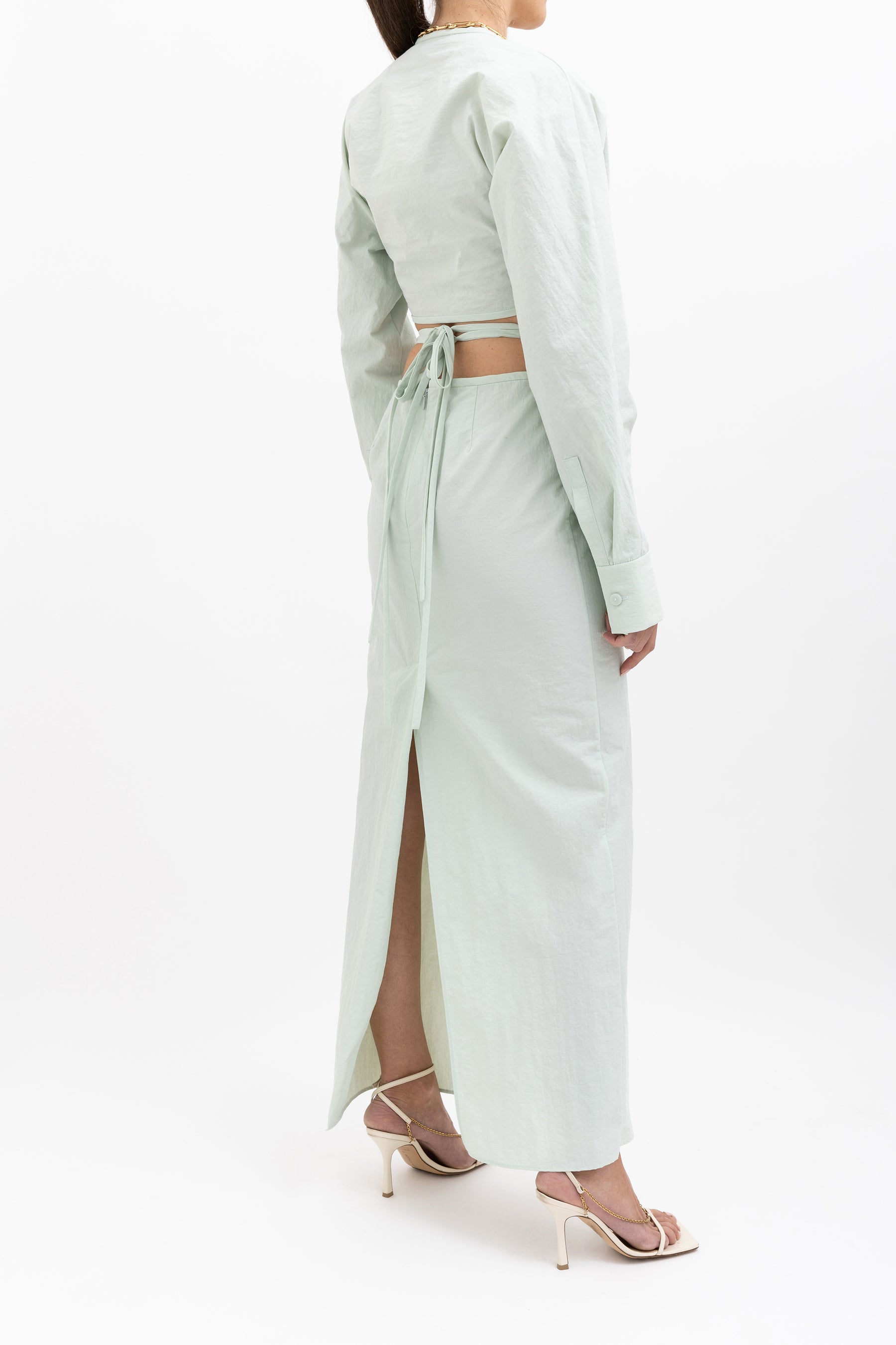 Tech Magyar Cropped Top and Tie Skirt Set