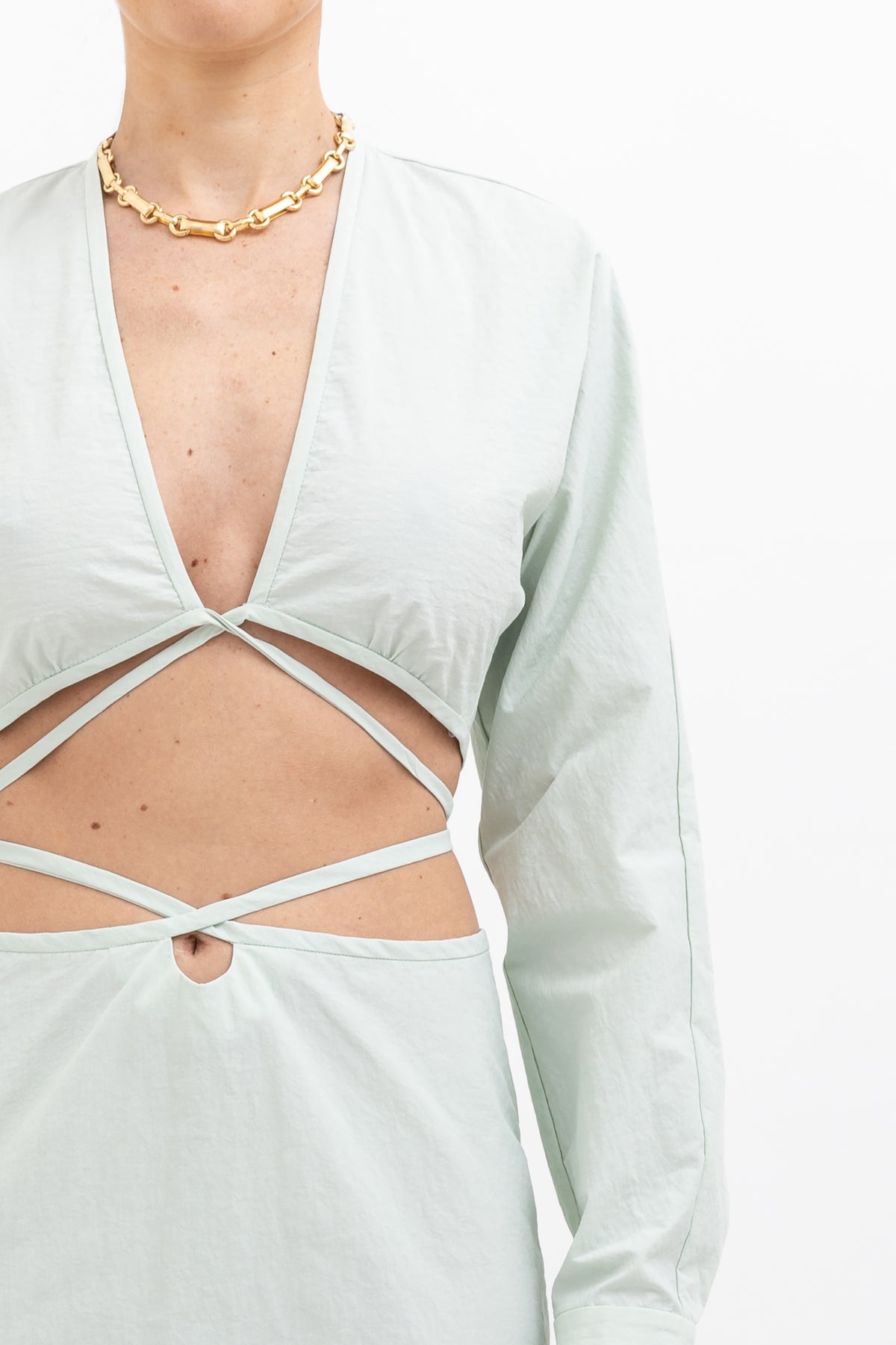 Tech Magyar Cropped Top and Tie Skirt Set