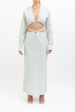 Tech Magyar Cropped Top and Tie Skirt Set