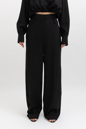 Stripe Cropped Shirt and Stripe Drape Leg Trouser Set