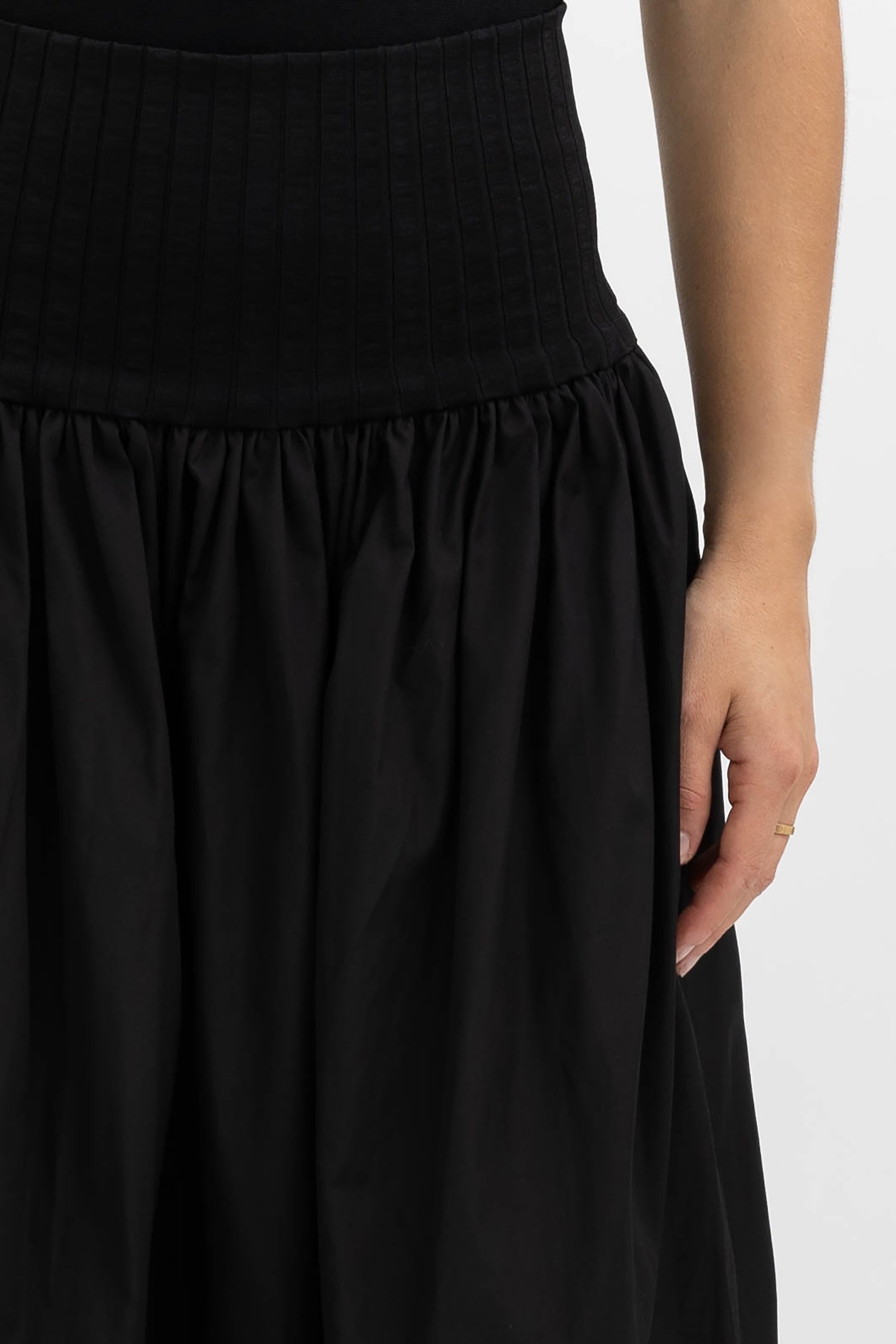 Cotton Rib Midi Skirt