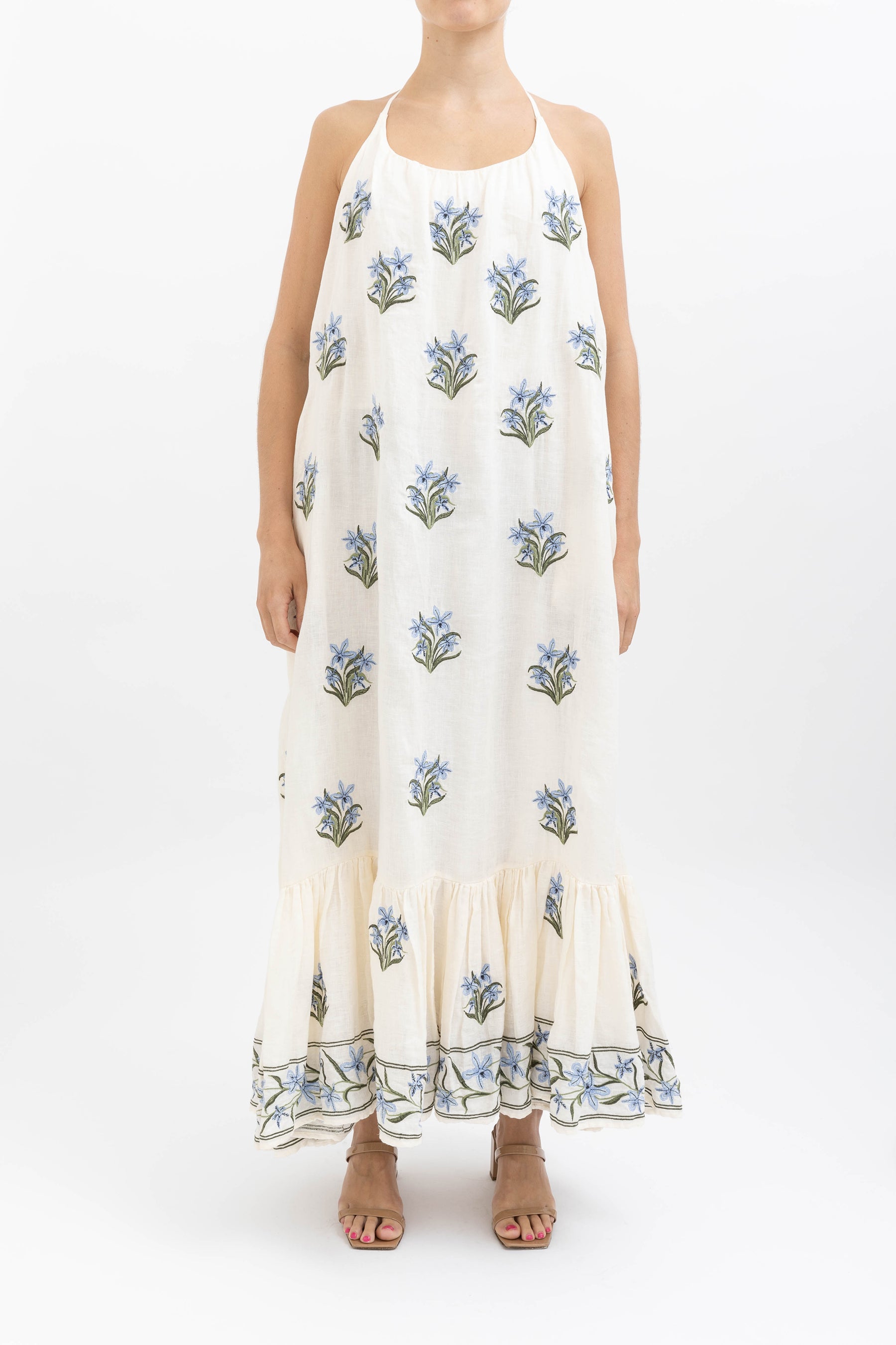 Bossa Embroidered Linen Maxi Dress