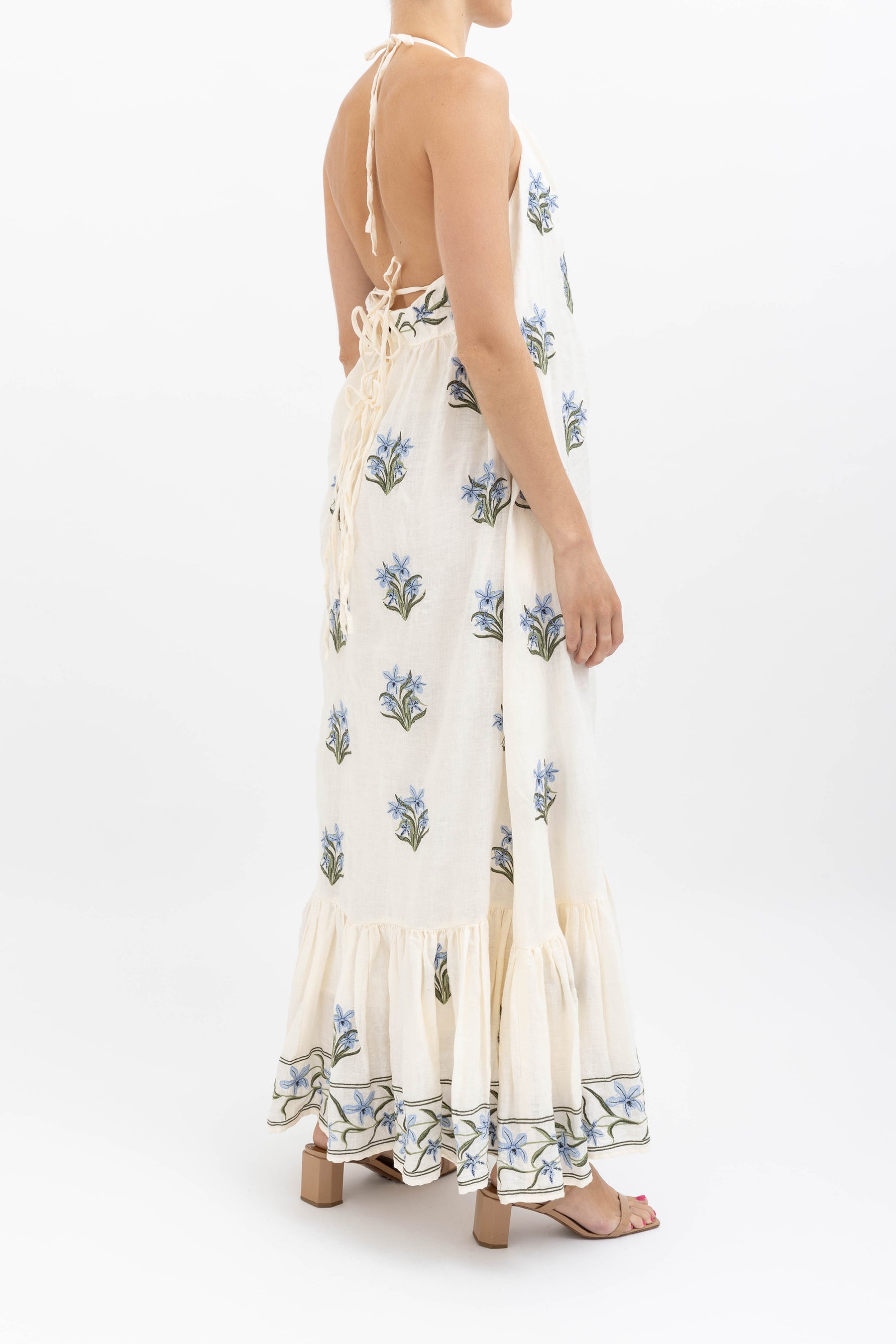 Bossa Embroidered Linen Maxi Dress